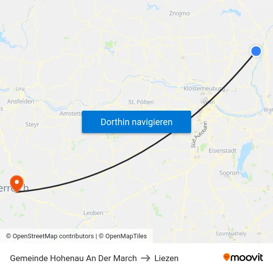 Gemeinde Hohenau An Der March to Liezen map