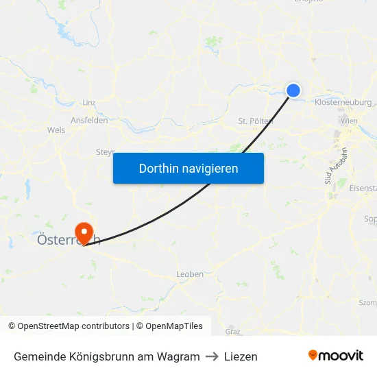 Gemeinde Königsbrunn am Wagram to Liezen map