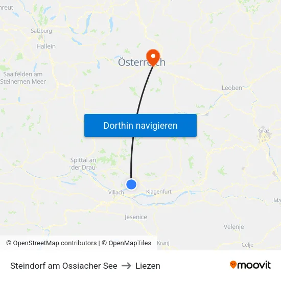 Steindorf am Ossiacher See to Liezen map