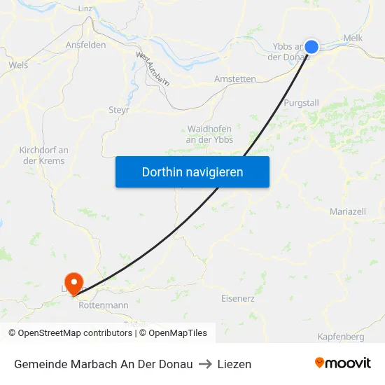 Gemeinde Marbach An Der Donau to Liezen map