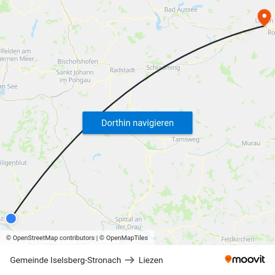 Gemeinde Iselsberg-Stronach to Liezen map