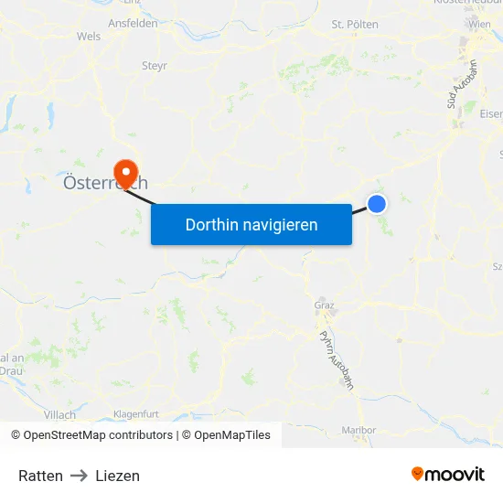 Ratten to Liezen map
