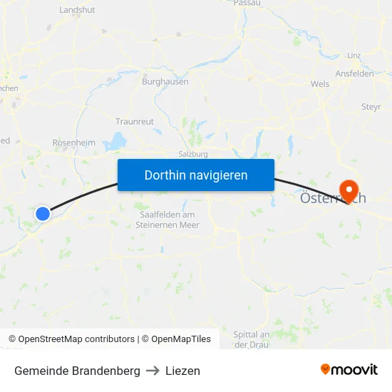 Gemeinde Brandenberg to Liezen map