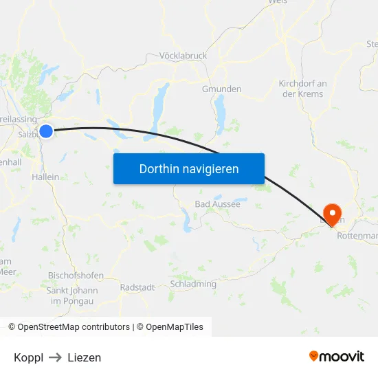 Koppl to Liezen map
