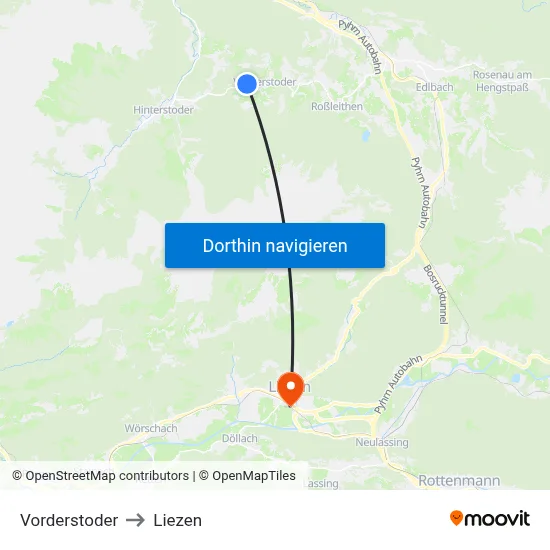 Vorderstoder to Liezen map