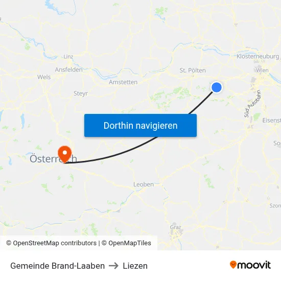 Gemeinde Brand-Laaben to Liezen map