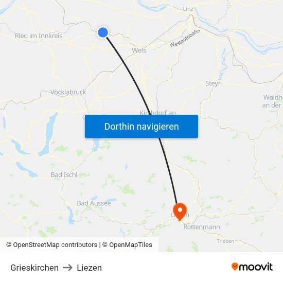 Grieskirchen to Liezen map