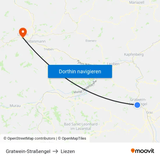 Gratwein-Straßengel to Liezen map
