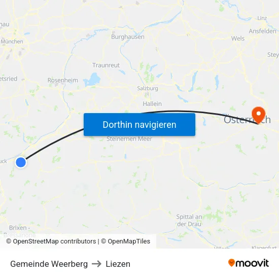Gemeinde Weerberg to Liezen map