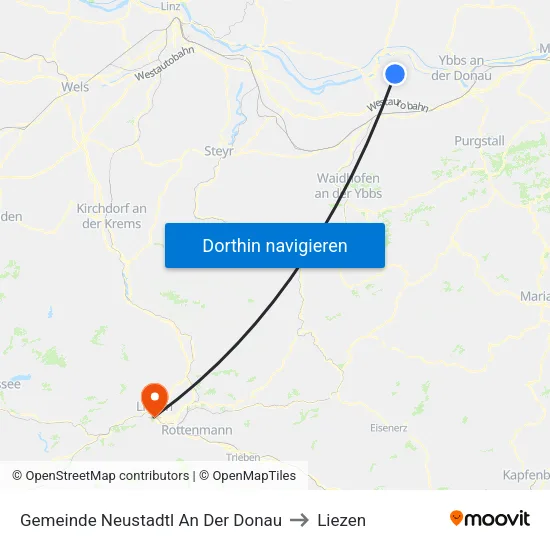 Gemeinde Neustadtl An Der Donau to Liezen map