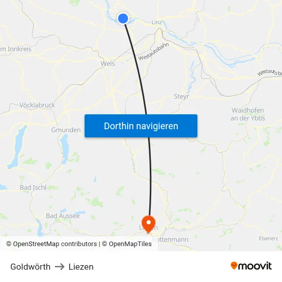 Goldwörth to Liezen map