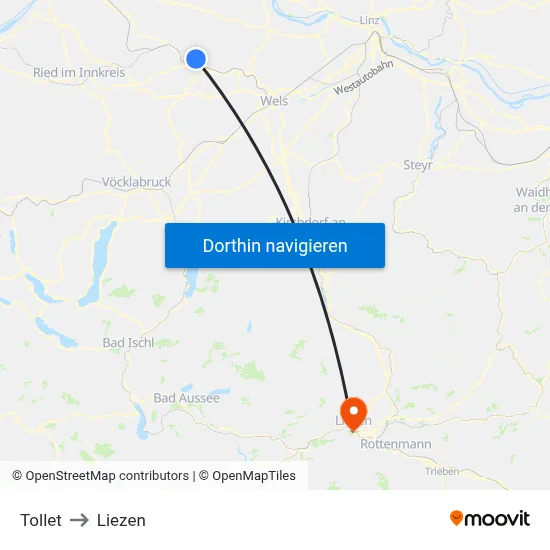 Tollet to Liezen map