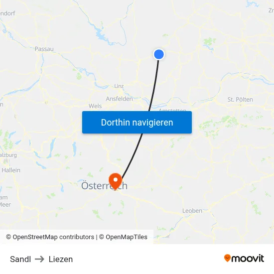 Sandl to Liezen map