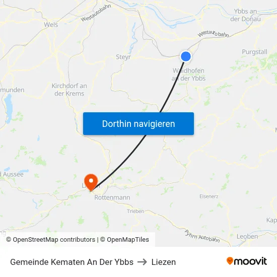 Gemeinde Kematen An Der Ybbs to Liezen map