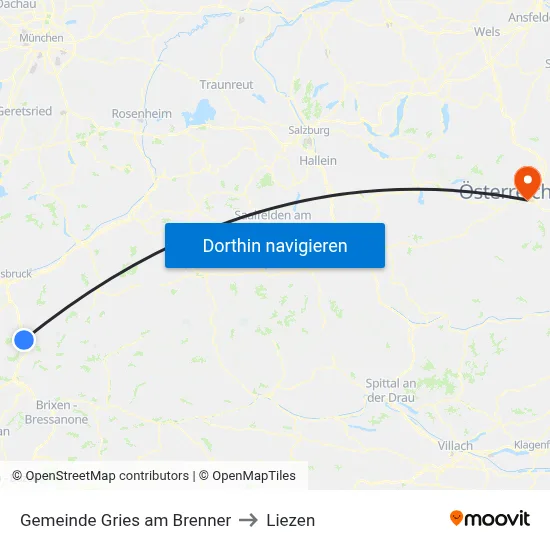 Gemeinde Gries am Brenner to Liezen map