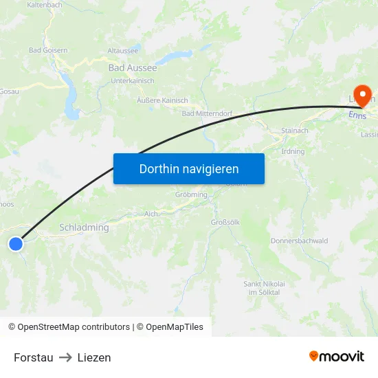 Forstau to Liezen map