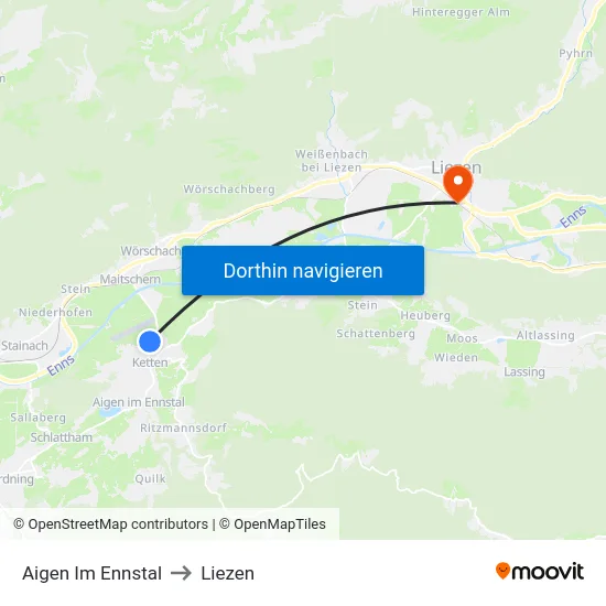 Aigen Im Ennstal to Liezen map