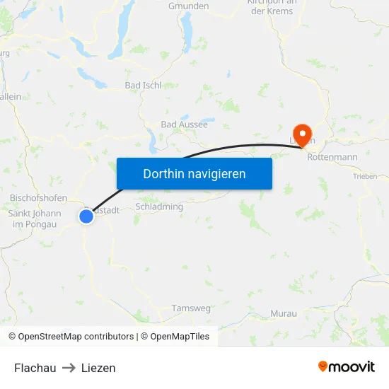 Flachau to Liezen map
