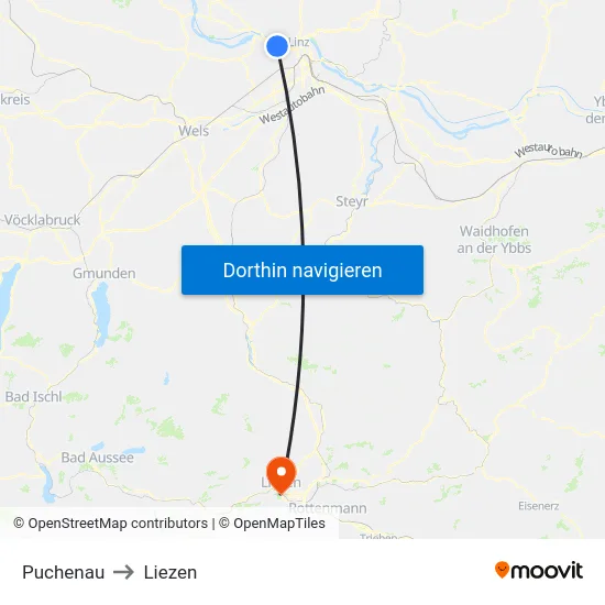 Puchenau to Liezen map