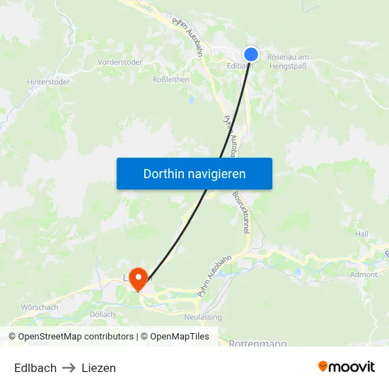 Edlbach to Liezen map