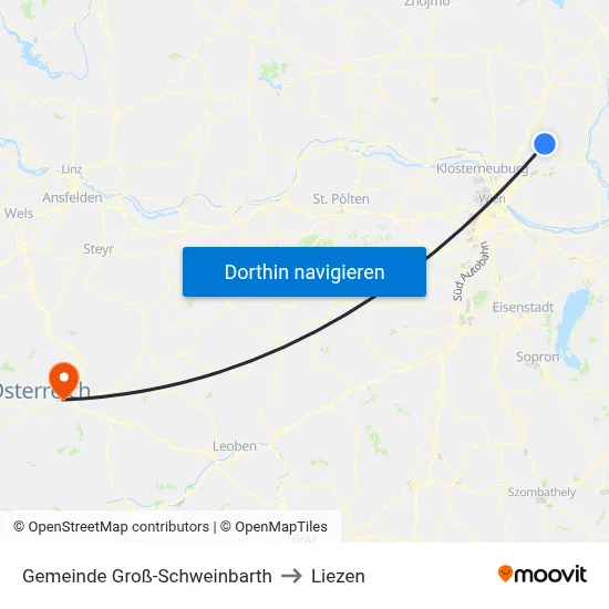 Gemeinde Groß-Schweinbarth to Liezen map