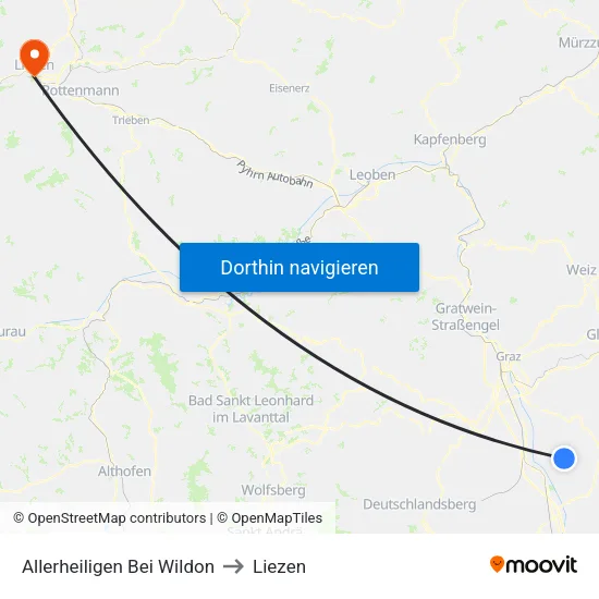 Allerheiligen Bei Wildon to Liezen map