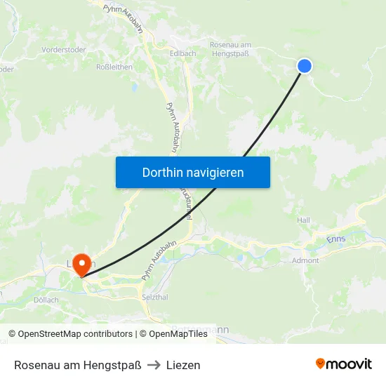 Rosenau am Hengstpaß to Liezen map