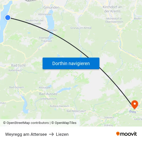 Weyregg am Attersee to Liezen map