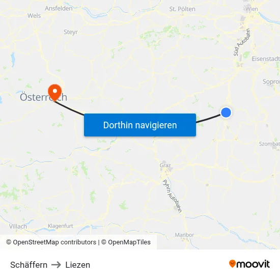 Schäffern to Liezen map