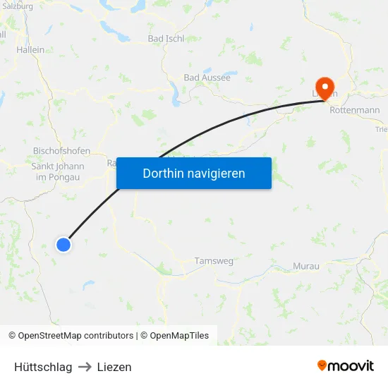 Hüttschlag to Liezen map