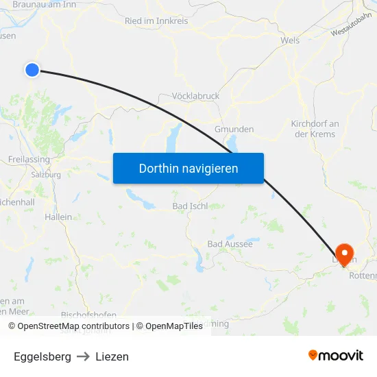 Eggelsberg to Liezen map