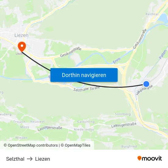 Selzthal to Liezen map