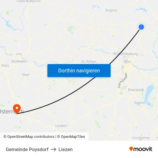 Gemeinde Poysdorf to Liezen map