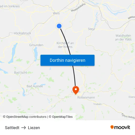 Sattledt to Liezen map