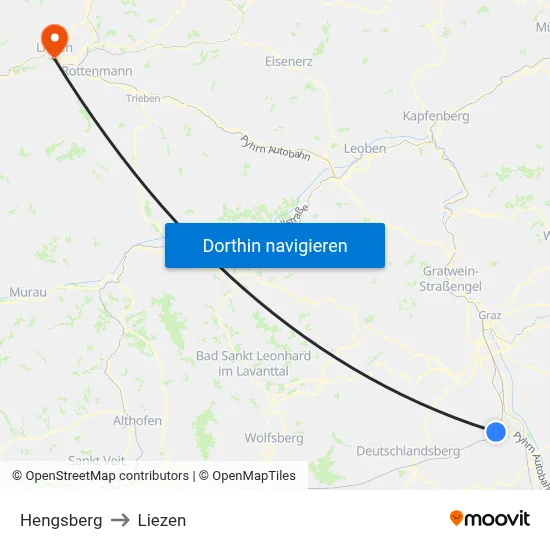Hengsberg to Liezen map
