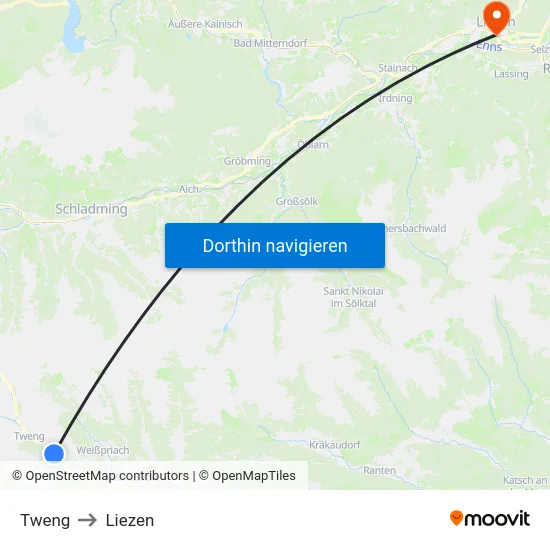 Tweng to Liezen map