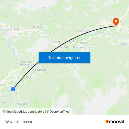 Sölk to Liezen map