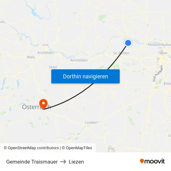 Gemeinde Traismauer to Liezen map