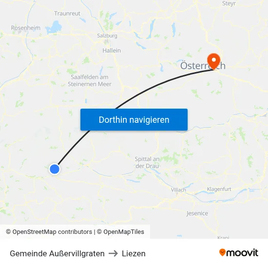 Gemeinde Außervillgraten to Liezen map
