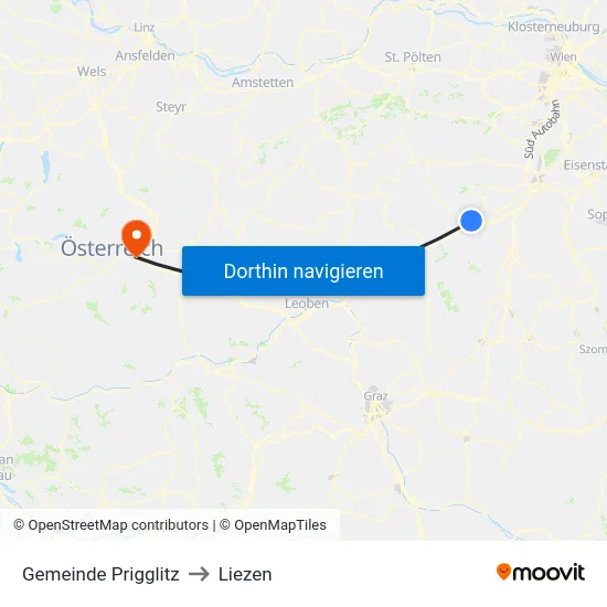 Gemeinde Prigglitz to Liezen map