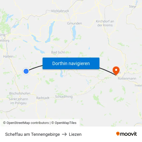 Scheffau am Tennengebirge to Liezen map