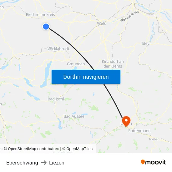 Eberschwang to Liezen map