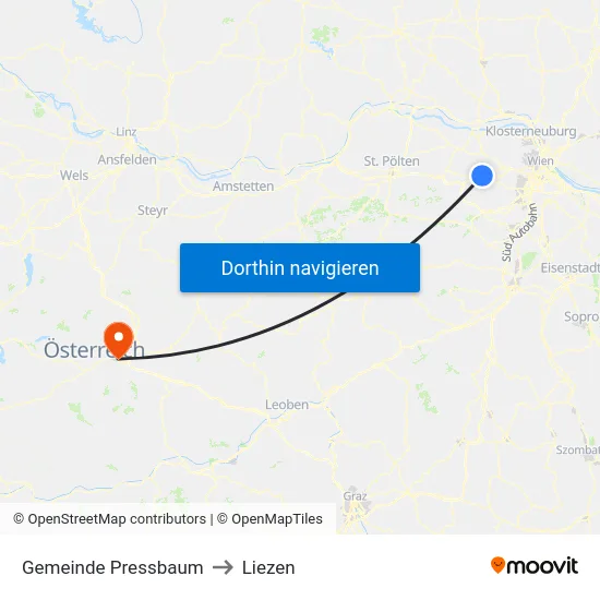 Gemeinde Pressbaum to Liezen map
