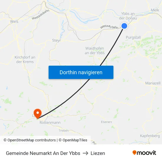 Gemeinde Neumarkt An Der Ybbs to Liezen map