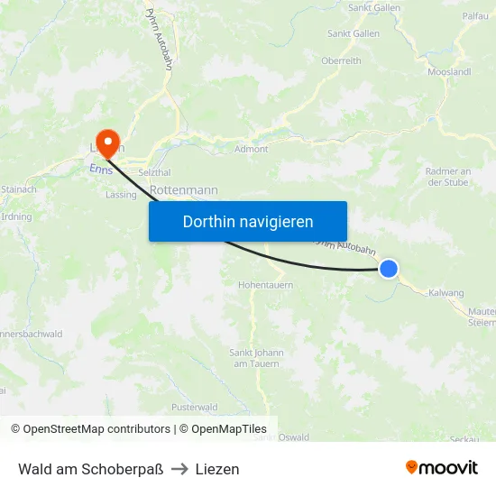 Wald am Schoberpaß to Liezen map