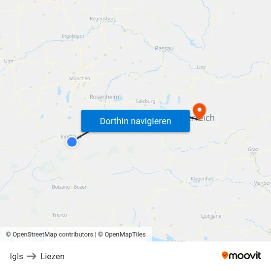 Igls to Liezen map