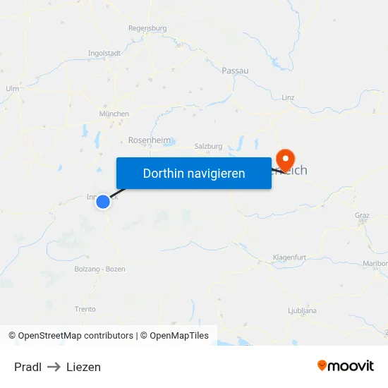 Pradl to Liezen map