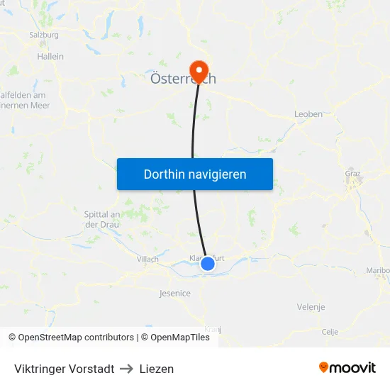 Viktringer Vorstadt to Liezen map