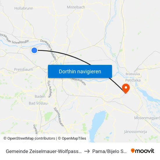 Gemeinde Zeiselmauer-Wolfpassing to Pama/Bijelo Selo map