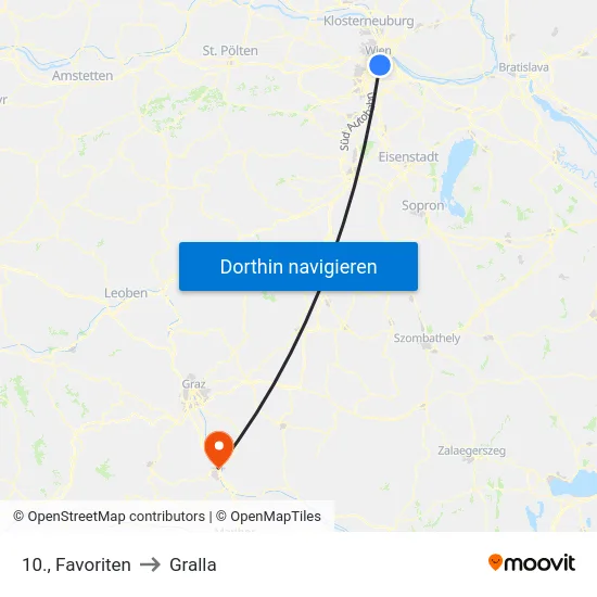 10., Favoriten to Gralla map